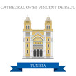 Cathedral of St Vincent de Paul Tunisia Flat historic web vector
