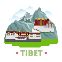 Wall Mural - Tibet country design template Flat cartoon style web vector