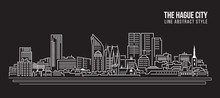 Cityscape Building Line Art Vector Illustration Design - The Hague City