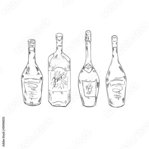 Set Of Bottles With Alcohol Drinks On White Background Cartoon Sketch Drawn By Ink Hand Drawn Vector Illustration Buy This Stock Vector And Explore Similar Vectors At Adobe Stock Adobe Stock Bottle clip art vector art. ink hand drawn vector illustration