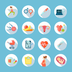 Wall Mural - Pregnancy Round Icons Set 