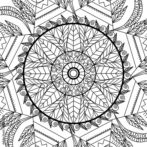 Contour Floral Ornament Circle Mandala Sacred Geometric Print