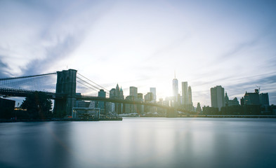 Wall Mural - New york long exposure photo at dusk time