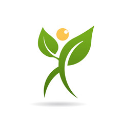 People Plant walking logo. Vector graphic design