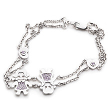 Bracelet For Children And Kids With White Gold And Figures And Gem On The White Background