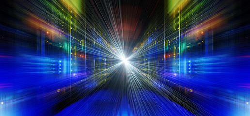 series mainframe in a futuristic representation of light streams