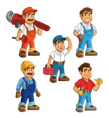 Wall Mural - Plumbing service. Plumber cartoon design. vector graphic