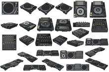 Srt professional table dj equipment mixer with vinyl player. 3D graphic