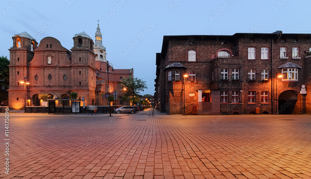 Obraz na płótnie Historical development in Nikiszowiec district in Katowice, Poland. w salonie