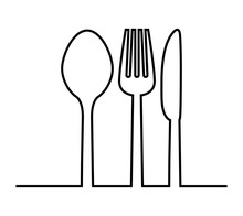 Fork, Knife And Spoon Icon. Cutlery And Menu. Vector Graphic