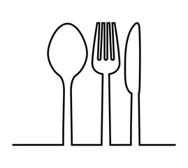 Sticker - fork, knife and spoon icon. Cutlery and menu. vector graphic