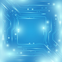 Abstract blue technology background. Chipset concept design vect