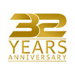 Simple Gold Anniversary Logo Vector Year 32