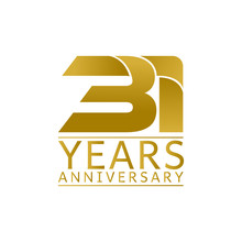 Simple Gold Anniversary Logo Vector Year 31