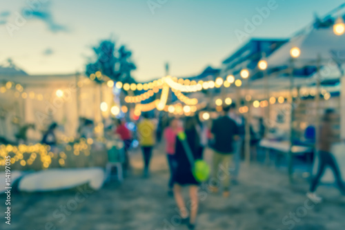 Fotomural blur image of night festival on street blurred background with b