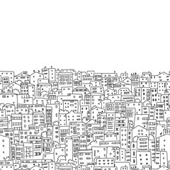 Poster - Abstract cityscape background, seamless pattern for your design