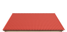 Roof Of Red Tiles On A White Background. 3d Illustration