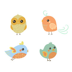 Poster - Four Cute Bird Chicks Set