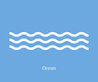 Waves icon ocean on a blue background