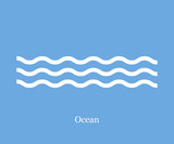 Waves icon ocean on a blue background