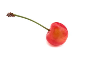 Canvas Print - Yellow-orange cherry isolated on a white background.