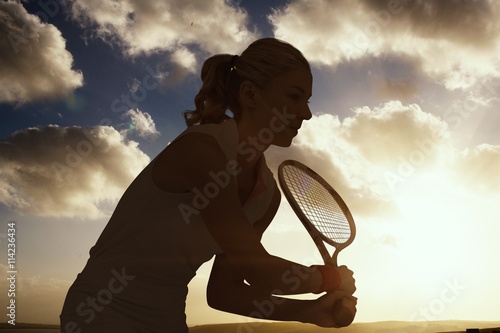 Composite image of athlete playing tennis with a racket Slika na platnu