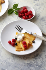 Canvas Print - breakfast crepe with raspberry