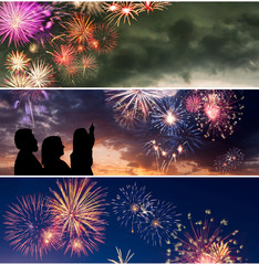 Wall Mural - Fireworks for New Year and Independence Day