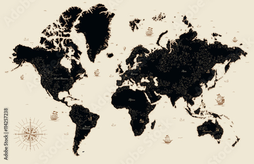 Plakat Dekoracyjna stara mapa świata