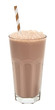 chocolate milkshake in a tall glass isolated 
