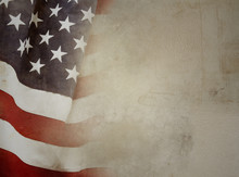 American Flag And Brown Background