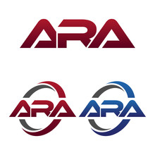 Modern 3 Letters Initial Logo Vector Swoosh Red Blue Ara
