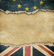 Brexit - European union and Great Britain flags on cardboard