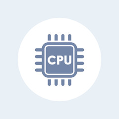 Sticker - CPU icon, central processing unit, electronic circuit, processor, chipset isolated on white, vector illustration