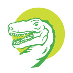 Canvas Print - Tyrannosaurus Rex, head of T. rex on white, vector illustration