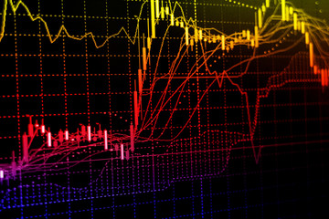 Stock exchange chart graph. Finance business background. Abstract stock market diagram candle bars trade.