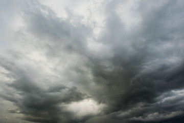 Wall Mural - Dramatic bladk clouds, Dark storm cloud befor rainy, Black and high contrast cloud background