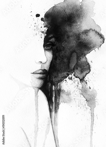 abstrakcyjny-portret-kobiety-stworzony-za-pomoca-czarnej-farby