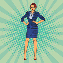 Wall Mural - Confident Business Woman. Pop Art. Vector illustration