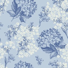 Sticker - Blue Flowers Seamless Pattern