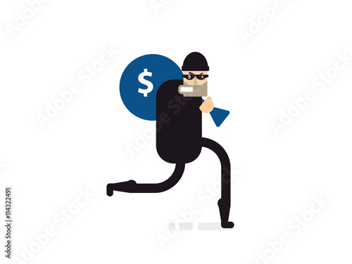 Fotomural isolated illustration thief with bag of money