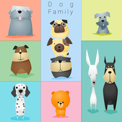 Wall Mural - Set of dog family , vector , illustration