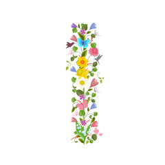 Fotomurales - ornate capital letter font consisting of the spring flowers and