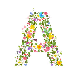 Fotomurales - ornate capital letter font consisting of the spring flowers and