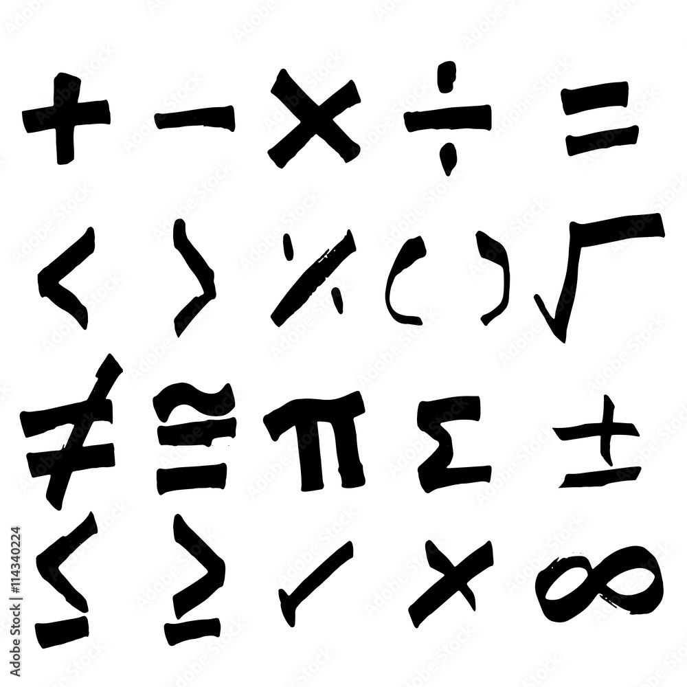 Set of hand drawing black math symbol Stock Vector | Adobe Stock