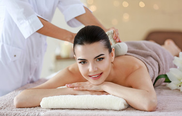 Poster - Young woman having spa procedures at the beauty salon