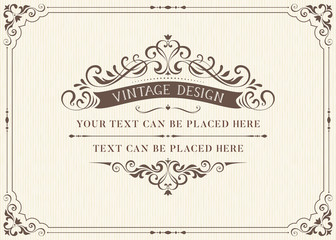 ornate vintage card design with ornamental flourishes frame. use for wedding invitations, royal cert