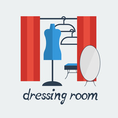 Wall Mural - dressing room Studio on white background flat