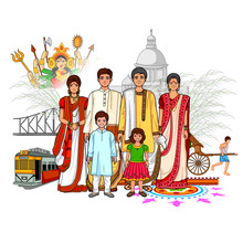 Bengali Family Showing Culture Of West Bengal, India