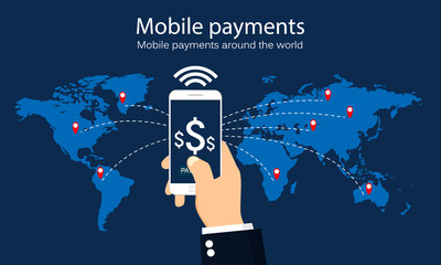 Wall Mural - Mobile payments around the world. Infographic. Vector illustration.